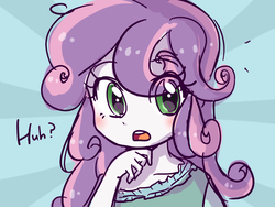 Size: 1024x768 | Tagged: safe, artist:haden-2375, sweetie belle, equestria girls, g4, blushing, clothes, cute, diasweetes, female, messy hair, open mouth, solo, style emulation