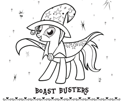 Size: 792x662 | Tagged: safe, trixie, pony, unicorn, boast busters, g4, official, black and white, coloring book, coloring page, female, grayscale, lineart, mare, monochrome, printable, simple background, solo