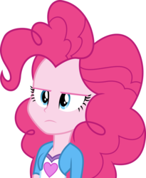 Size: 3000x3652 | Tagged: safe, artist:ambassad0r, pinkie pie, equestria girls, g4, clothes, cute, disapproval, female, frown, high res, madorable, pinkie pie is not amused, shirt, simple background, solo, teenager, transparent background, unamused, upset, vector, vest