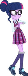 Size: 3000x8134 | Tagged: safe, artist:uponia, sci-twi, twilight sparkle, equestria girls, g4, my little pony equestria girls: friendship games, absurd resolution, clothes, crystal prep academy uniform, female, hair bun, looking at something, necktie, school uniform, simple background, solo, transparent background, vector, vest