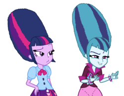 Size: 1018x784 | Tagged: safe, artist:ktd1993, sonata dusk, twilight sparkle, equestria girls, g4, beehive hairdo, female, lesbian, ship:twinata, shipping