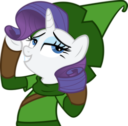 Size: 6000x5908 | Tagged: safe, artist:mrbarthalamul, artist:the-crusius, edit, rarity, pony, unicorn, g4, absurd resolution, bipedal, clothes, female, kokiri, lidded eyes, mare, simple background, solo, the legend of zelda, the legend of zelda: tri force heroes, transparent background, vector