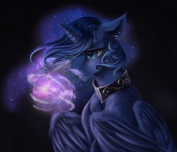 Size: 2650x2264 | Tagged: safe, artist:zefirayn, princess luna, alicorn, pony, g4, ear piercing, female, high res, magic, mare, orb, piercing, solo