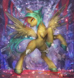 Size: 1615x1700 | Tagged: safe, artist:girlsay, oc, oc only, pegasus, pony, jewelry, male, patreon, patreon logo, pose, rearing, solo, spread wings, stallion, unshorn fetlocks, wings