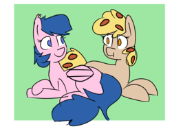 Size: 1600x1200 | Tagged: safe, artist:provolonepone, oc, oc only, oc:peetzer, oc:sapphire dawn, bat pony, food pony, original species, pizza pony, cuddling, duo