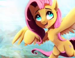 Size: 1400x1080 | Tagged: safe, artist:miokomata, fluttershy, pegasus, pony, g4, belly, belly button, cute, fangs, female, fluffy, mare, selfie, shyabetes, solo