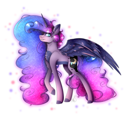 Size: 1786x1660 | Tagged: safe, artist:norica-official, pinkie pie, princess luna, pony, g4, female, fusion, simple background, solo, transparent background