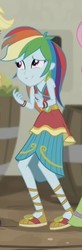 Size: 283x859 | Tagged: safe, screencap, rainbow dash, equestria girls, equestria girls specials, g4, my little pony equestria girls: movie magic, clothes, cropped, female, india movie set, legs, outfit catalog, shoes, smiling, solo