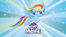 Size: 2560x1440 | Tagged: safe, rainbow dash, g4, my little pony: the movie, female, my little pony logo, solo, wallpaper