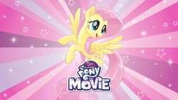 Size: 2560x1440 | Tagged: safe, fluttershy, g4, my little pony: the movie, female, my little pony logo, solo, wallpaper