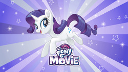 Size: 2560x1440 | Tagged: safe, rarity, g4, my little pony: the movie, female, my little pony logo, solo, wallpaper