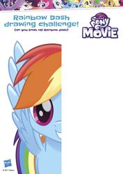 Size: 2480x3507 | Tagged: safe, rainbow dash, pony, g4, my little pony: the movie, official, activity book, high res, my little pony logo, rainbow dash drawing challenge