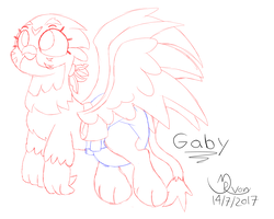 Size: 2000x1600 | Tagged: safe, artist:mrvonfuzzlebutt, gabby, griffon, g4, cute, diaper, female, gabbybetes, non-baby in diaper, poofy diaper, sketch, solo