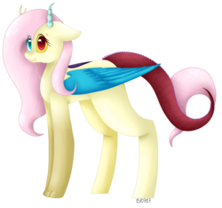 Size: 2837x2659 | Tagged: safe, artist:kawurin, discord, fluttershy, g4, female, fusion, high res, simple background, solo, transparent background