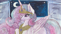 Size: 4800x2700 | Tagged: safe, artist:cityofdreams, princess celestia, alicorn, pony, g4, colored pupils, female, high res, solo