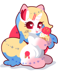 Size: 600x740 | Tagged: safe, artist:snow angel, oc, oc only, pony, unicorn, cute, female, food, heart, heart eyes, ice cream, mare, ocbetes, smiling, solo, tongue out, wingding eyes