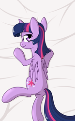 Size: 1552x2511 | Tagged: safe, artist:zogzor, derpibooru exclusive, twilight sparkle, alicorn, pony, g4, body pillow, body pillow design, butt, dock, female, looking at you, looking back, plot, smiling, solo, twilight sparkle (alicorn)