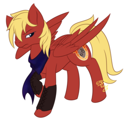 Size: 1178x1134 | Tagged: safe, artist:dogi-crimson, oc, oc only, oc:ruby rhythm, pegasus, pony, clothes, cutie mark, female, mare, scarf, solo