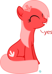 Size: 1500x2122 | Tagged: safe, artist:arifproject, oc, oc only, oc:downvote, earth pony, pony, derpibooru, g4, cute, derpibooru ponified, eyes closed, hairclip, meta, one word, ponified, simple background, sitting, smiling, solo, transparent background, vector, yes