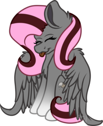 Size: 1024x1258 | Tagged: safe, artist:fizzy2014, oc, oc only, oc:heidi, pegasus, pony, eyes closed, female, mare, simple background, sitting, solo, tongue out, transparent background