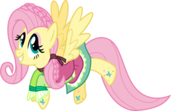 Size: 1024x662 | Tagged: safe, artist:meganlovesangrybirds, fluttershy, pegasus, pony, friendship through the ages, g4, 60s, alternate hairstyle, clothes, dress, female, flying, folk fluttershy, mare, solo, wrong aspect ratio