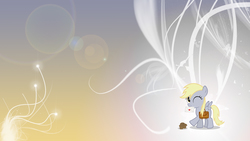 Size: 1920x1080 | Tagged: safe, artist:blackm3sh, artist:unfiltered-n, edit, derpy hooves, pony, g4, abstract background, female, filly, filly derpy, food, letter, mouth hold, muffin, one eye closed, solo, wallpaper, wallpaper edit, wink, younger