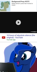 Size: 2061x3992 | Tagged: safe, editor:moonatik, princess luna, pony, derpibooru, g4, comments, female, high res, meme, meta, music, smiling, solo, youtube