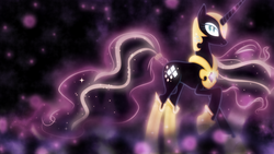 Size: 1600x900 | Tagged: safe, artist:arkadynekozukii, artist:sailortrekkie92, edit, nightmare rarity, pony, unicorn, g4, armor, female, raised hoof, royalty, solo, tail wrap, vector, wallpaper, wallpaper edit