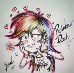 Size: 480x474 | Tagged: safe, artist:janadashie, rainbow dash, equestria girls, equestria girls specials, g4, my little pony equestria girls: movie magic, clothes, cute, female, heart, lip bite, signature, solo