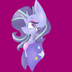 Size: 430x430 | Tagged: safe, artist:trashyponeartist, starlight glimmer, trixie, pony, unicorn, g4, abstract, abstract art, bust, female, fusion, horn, looking at you, mare, modern art, multiple horns, pink background, portrait, simple background, solo