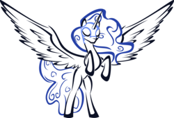 Size: 5169x3513 | Tagged: safe, artist:up1ter, nightmare moon, alicorn, pony, g4, female, lineart, rearing, simple background, solo, spread wings, transparent background, wings