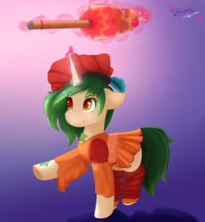 Size: 1200x1300 | Tagged: safe, artist:shan3ng, oc, oc only, oc:renma, pony, unicorn, clothes, female, magic, mare, solo