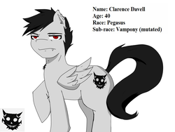 Size: 1400x1050 | Tagged: safe, artist:exile, oc, oc only, oc:clarence, pegasus, pony, vampony, male, reference sheet, solo