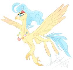 Size: 1050x1000 | Tagged: safe, artist:creeate97, princess skystar, classical hippogriff, hippogriff, g4, my little pony: the movie, colored hooves, female, flying, seashell necklace, signature, simple background, solo, white background