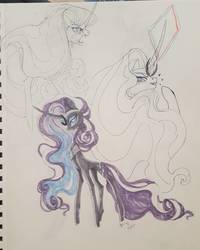 Size: 1304x1630 | Tagged: safe, artist:creeate97, nightmare rarity, pony, unicorn, g4, curved horn, horn, sketch, sketch dump, sketchbook, traditional art
