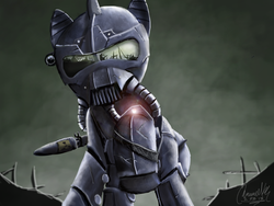 Size: 1152x864 | Tagged: safe, artist:turbopower1000, pegasus, pony, fallout equestria, armor, enclave, enclave armor, grand pegasus enclave, power armor, powered exoskeleton, raised hoof, solo