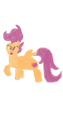 Size: 1000x2000 | Tagged: safe, artist:cmc--scootaloo, scootaloo, pegasus, pony, fanfic:the strange case of dinky hooves' cutie mark curiosity, crusaders of the lost mark, g4, my little pony: friendship is magic, author:fluttercheer, cutie mark, fanfic, fanfic art, female, filly, foal, heroic posing, intentionally bad, purposely bad art, stylistic suck, the cmc's cutie marks