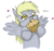 Size: 1344x1257 | Tagged: safe, artist:bri-sta, artist:longren, color edit, edit, derpy hooves, pegasus, pony, g4, cheek fluff, colored, cute, derpabetes, eating, female, food, heart, hoof hold, mare, muffin, nom, simple background, solo, spread wings, that pony sure does love muffins, transparent background, wings