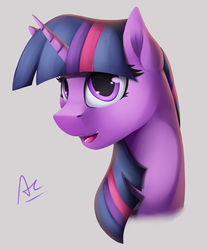 Size: 1600x1920 | Tagged: safe, artist:ac-whiteraven, twilight sparkle, pony, g4, bust, female, portrait, signature, simple background, solo