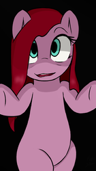 Size: 638x1131 | Tagged: safe, artist:pinkiesheen, pinkie pie, earth pony, pony, g4, bipedal, black background, female, looking at you, no catchlights, pinkamena diane pie, simple background, smiling, solo