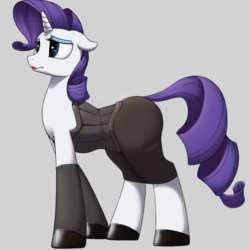 Size: 3000x3000 | Tagged: safe, artist:graboiidz, rarity, pony, unicorn, g4, clothes, commission, corset, female, high res, hobble skirt, lipstick, mare, solo, stockings, thigh highs