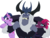 Size: 6925x5282 | Tagged: safe, artist:jhayarr23, storm king, tempest shadow, twilight sparkle, alicorn, pony, unicorn, g4, my little pony: the movie, absurd resolution, adorable distress, armor, broken horn, cute, female, help, horn, hug, mare, open mouth, simple background, stormabetes, tempestbetes, transparent background, twilight sparkle (alicorn), uguu, vector, villains touching twilight