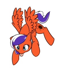 Size: 728x840 | Tagged: safe, artist:neuro, oc, oc only, pegasus, pony, female, flying, mare, silly, simple background, solo, tongue out, transparent background