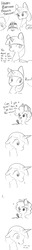 Size: 701x5536 | Tagged: safe, artist:tjpones, twilight sparkle, alicorn, earth pony, pony, g4, birthday, birthday cake, cake, comic, dialogue, ear fluff, feels, female, food, grayscale, immortality blues, mare, microphone, monochrome, not pinkie pie, question mark, reporter, sad, simple background, twilight sparkle (alicorn), white background