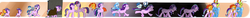 Size: 10000x700 | Tagged: safe, artist:zouyugi, night glider, party favor, starlight glimmer, sunburst, thorax, trixie, twilight sparkle, alicorn, changedling, changeling, pony, unicorn, g4, blushing, colt, colt sunburst, crying, feels, female, filly, filly starlight glimmer, group hug, high res, hug, king thorax, male, mare, s5 starlight, stallion, thumbnail is a stick, twilight sparkle (alicorn), younger