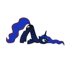 Size: 1024x1024 | Tagged: safe, artist:castlemaid, princess luna, alicorn, pony, g4, 1000 hours in ms paint, face down ass up, female, ms paint, simple background, smiling, solo, white background