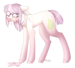 Size: 1660x1493 | Tagged: safe, artist:ohhoneybee, oc, oc only, oc:tea leaf, earth pony, pony, female, glasses, mare, melting, simple background, solo, transparent background
