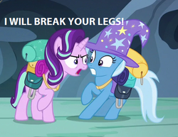 Size: 504x390 | Tagged: safe, edit, edited screencap, screencap, starlight glimmer, trixie, pony, unicorn, g4, to where and back again, angry, duo, meme