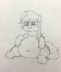 Size: 655x770 | Tagged: safe, artist:anonymous, oc, oc only, oc:aryanne, earth pony, pony, belly, belly button, chubby cheeks, fat, sitting, sketch