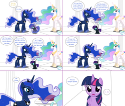 Size: 2564x2168 | Tagged: safe, artist:hakunohamikage, princess celestia, princess luna, twilight sparkle, oc, oc:nyx, alicorn, pony, ask-princesssparkle, g4, ask, high res, magic, tumblr, twilight sparkle (alicorn)